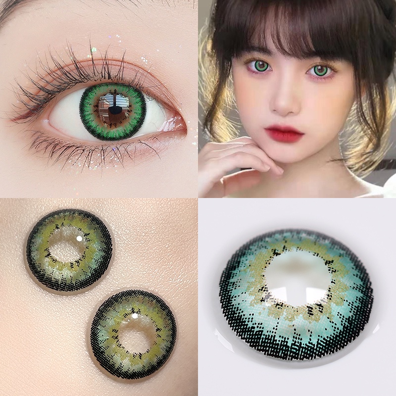 Lentes de contacto verdes de ojos grandes lentes de contacto de color sin receta 14,5 mm