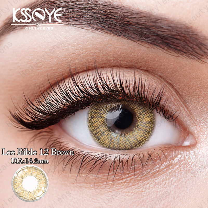 Ksseye Lee bíblico color marrón grisáceo lentes de contacto 14,2 mm