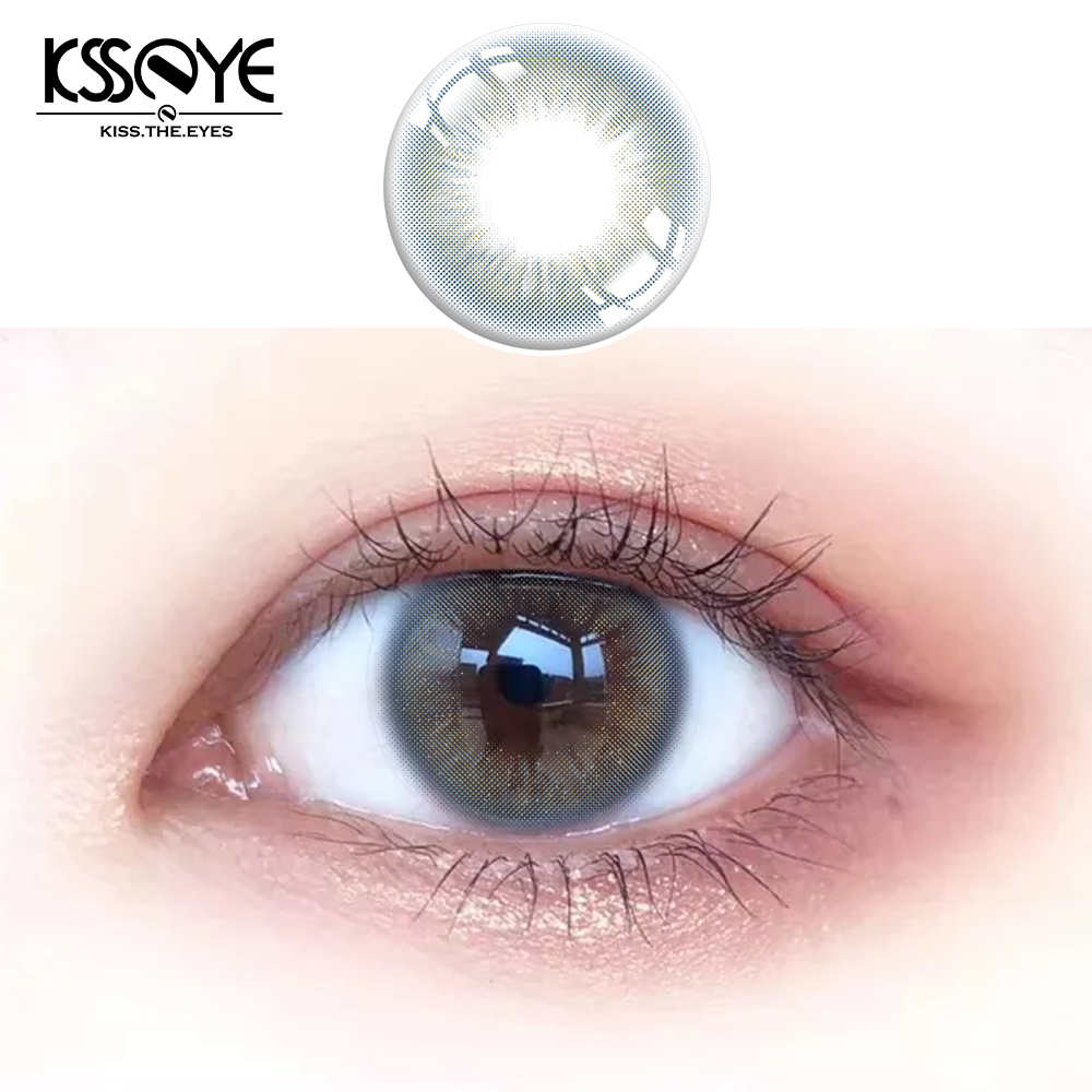 Lentes de contacto de ojos azules grandes de color sólido con un espesor central de 0,08 mm