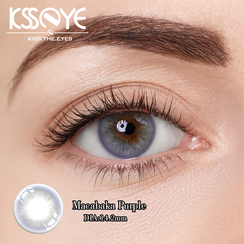 Lentes de contacto de ojos azules grandes de color sólido con un espesor central de 0,08 mm